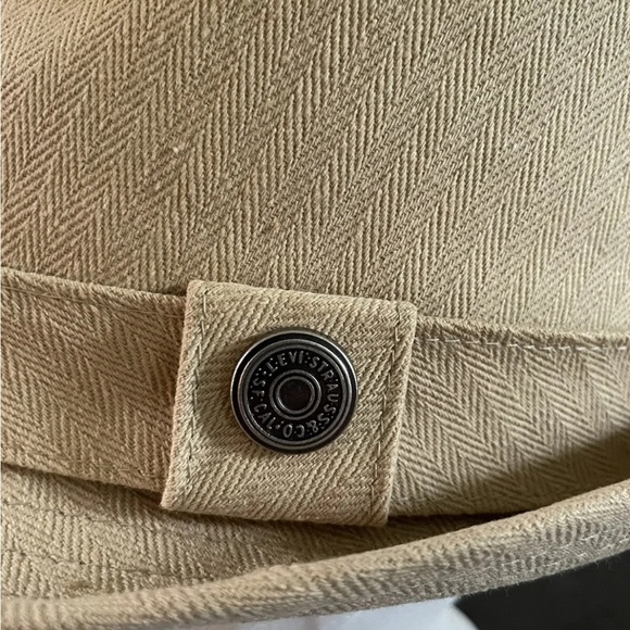 Levi’s Trilby Fedora Hat Beige Tan M/L Cotton Logo Button - Picture 6 of 10
